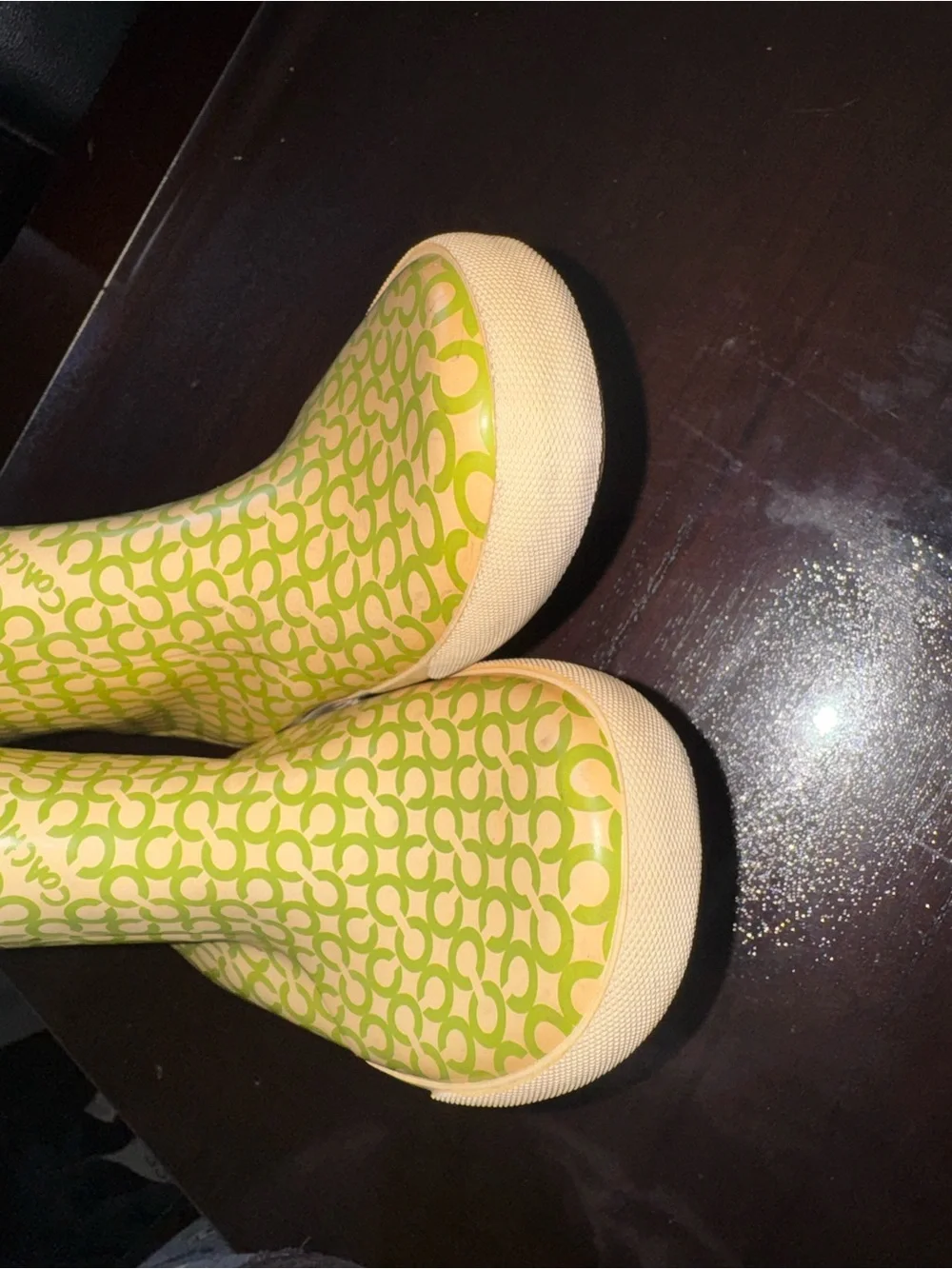 Coach Kids Lime Signature Print Rain Boots size 7B